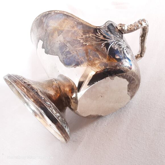 Vintage Silver Tone Sugar Scuttle Dish Ornate Distressed - Picture 7 of 9